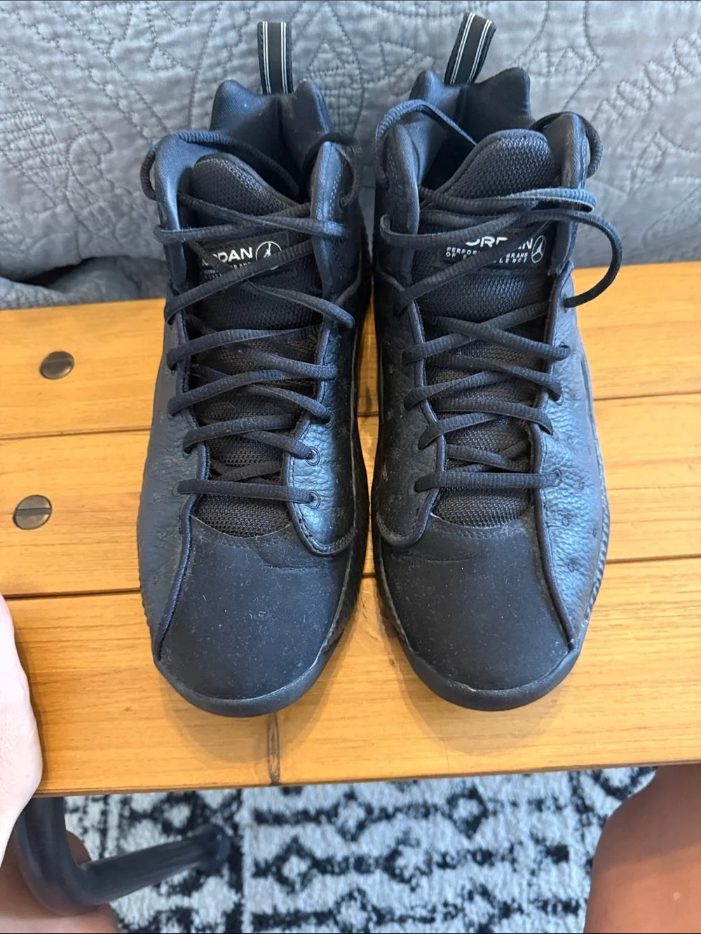 Jordan Men's Black Athletic Basketball Shoes with Subtle Metallic Logo